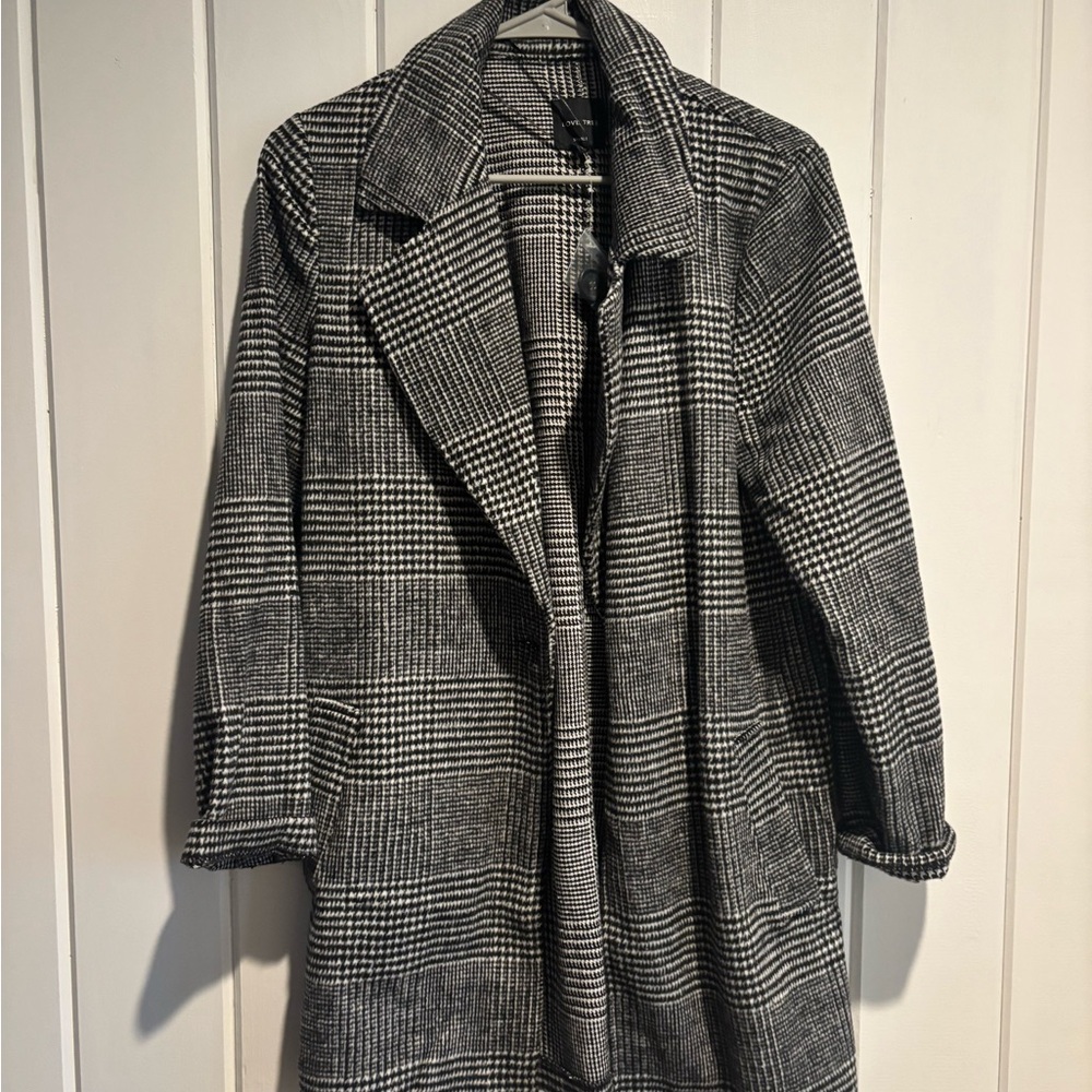Roolee Black and White Plaid Trench Coat